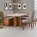 Conjunto Canto Alemão com Baú Mesa 120x77,8cm Tampo Vidro e 2 Cadeiras Milão Viero