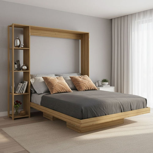 Cama Articulada Casal 4 Prateleiras 2 Nichos CM8014 Tecno Mobili Laranja/Amêndoa