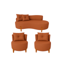 Conjunto Sala de Estar 2 Poltronas e Sofá Curvo Orgânico Boucle MD Montanaris Decor