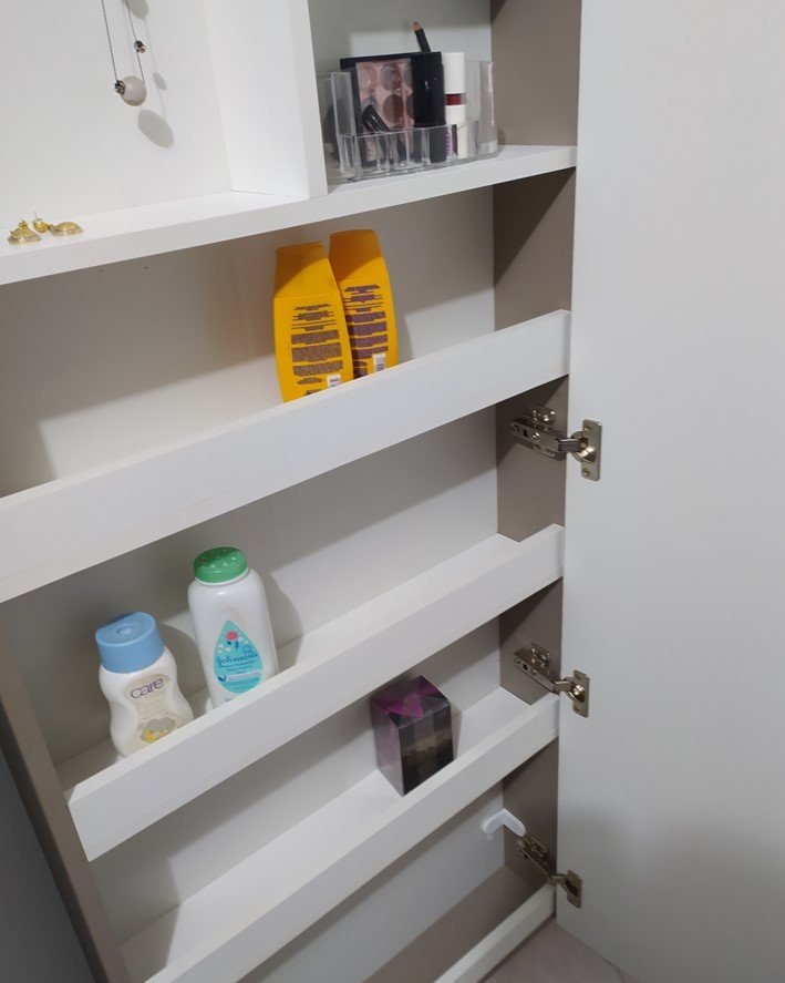 Espelheira Suspensa para Banheiro Marcenaria BrasilWeb com Porta Espelhada 60cm Branco