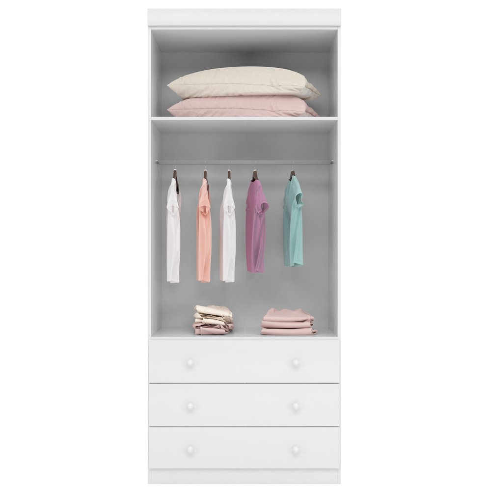 Quarto Infantil Phoenix Baby com Guarda-Roupa Modulado e Cômoda Eloísa 4 Peças Branco