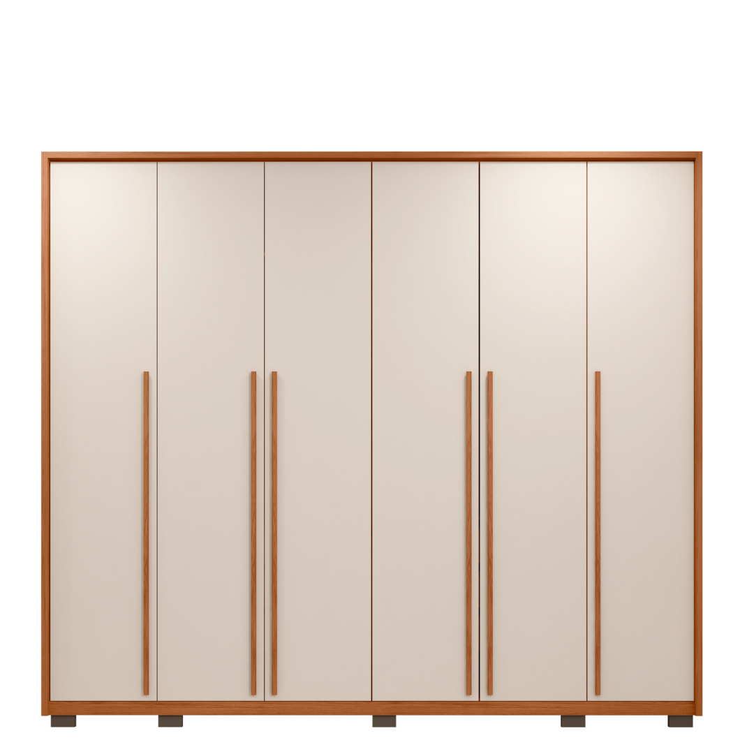 Guarda-Roupa Casal 6 Portas 6 Gavetas Suburban Gold Espresso Móveis 100% MDF Marrom/Freijo/Off White