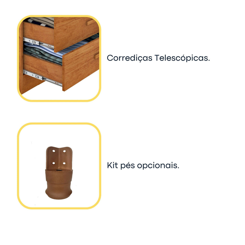 Mesa de Cabeceira 2 Gavetas Ripado Yescasa