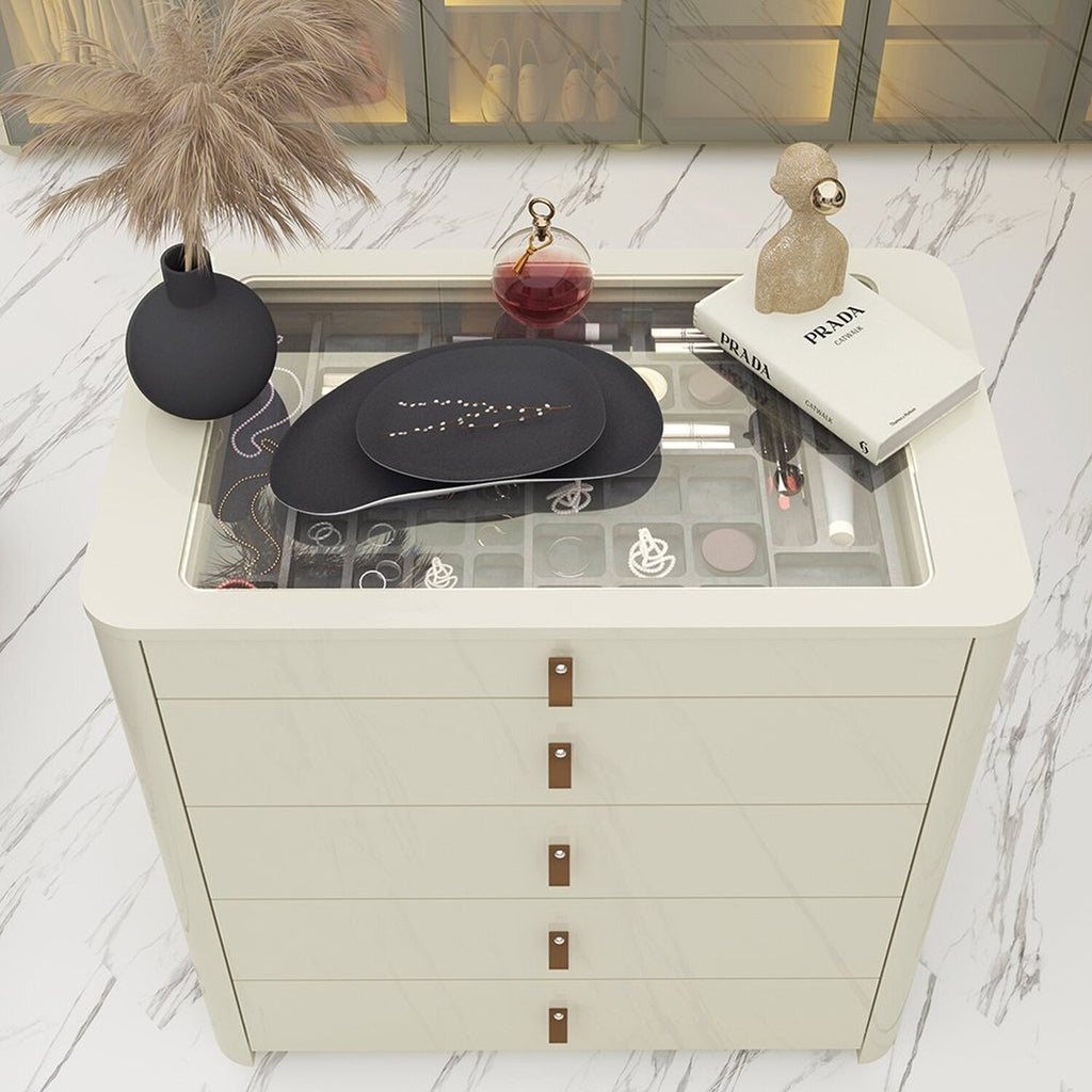 Ilha 5 Gavetas com Pés Innova 100% MDF Gelius Móveis Branco/Off White