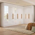 Guarda-Roupa Modulado de Canto 11 Portas 4 Gavetas Paris Maxel Off White/Cinamomo