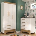 Quarto Infantil Completo Guarda-Roupa 3 Portas 2 Gavetas com Cômoda Selene Espresso Móveis