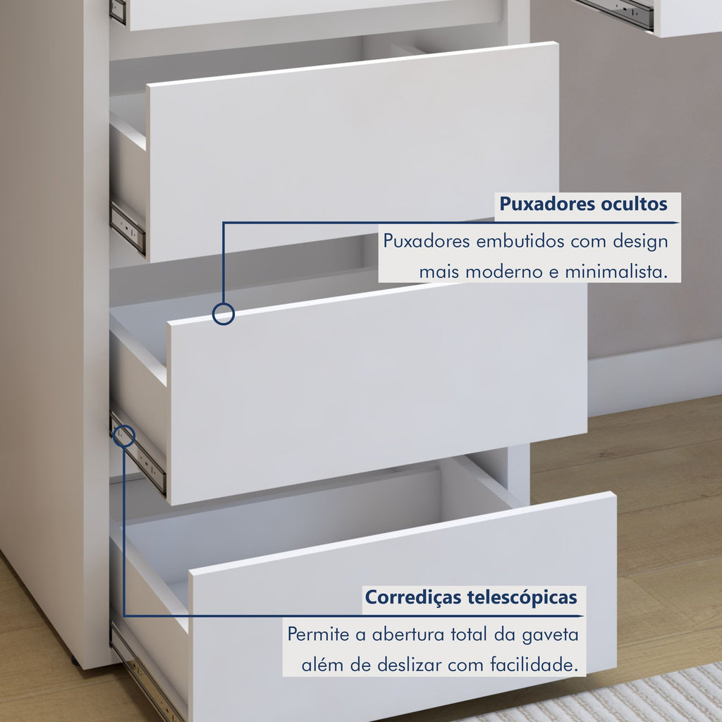 Escrivaninha 100% MDF Berlim 5 Gavetas 136cm Yescasa