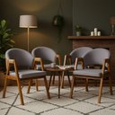 Kit 4 Cadeiras Sala de Jantar Premium com Braço Madeira Maciça Movellu Home