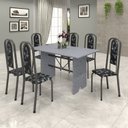 Conjunto Sala de Jantar Mesa Tampo Ardósia com 6 Cadeiras Lavínea Soma Móveis