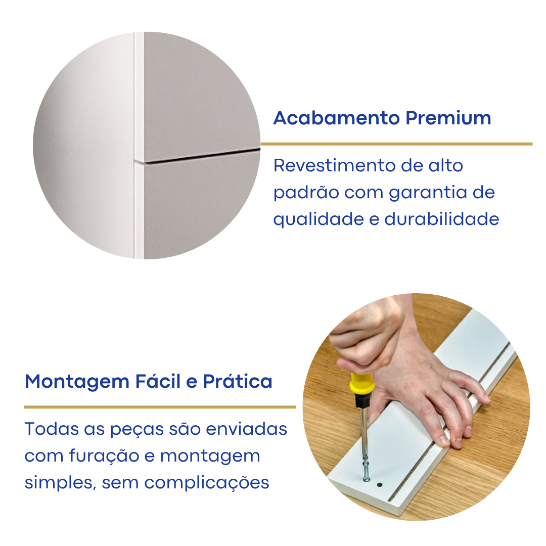 Penteadeira 9 Gavetas com Espelho e LED Foscarini 8402 Branco