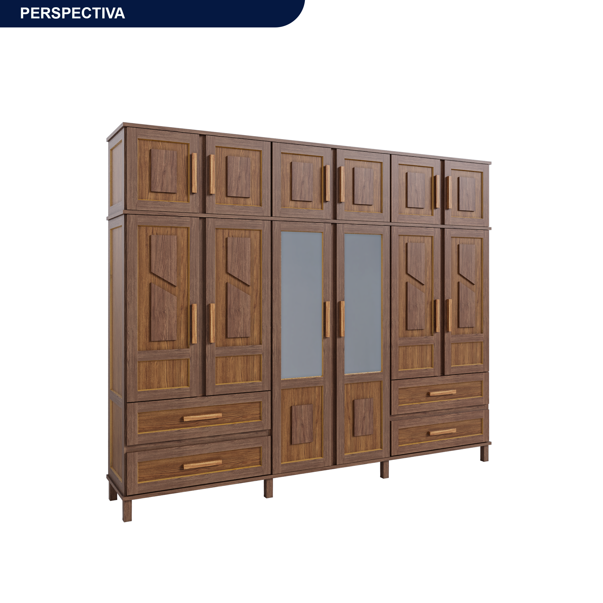 Guarda-Roupa Casal 12 Portas 4 Gavetas Rio Branco Premium Yescasa 100% Pinus/HDF Marrom/Ypê