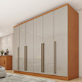 Guarda-Roupa Casal 6 Portas 8 Gavetas Portugal Yescasa 100% MDP/MDF Marrom/Cinamomo/Off White