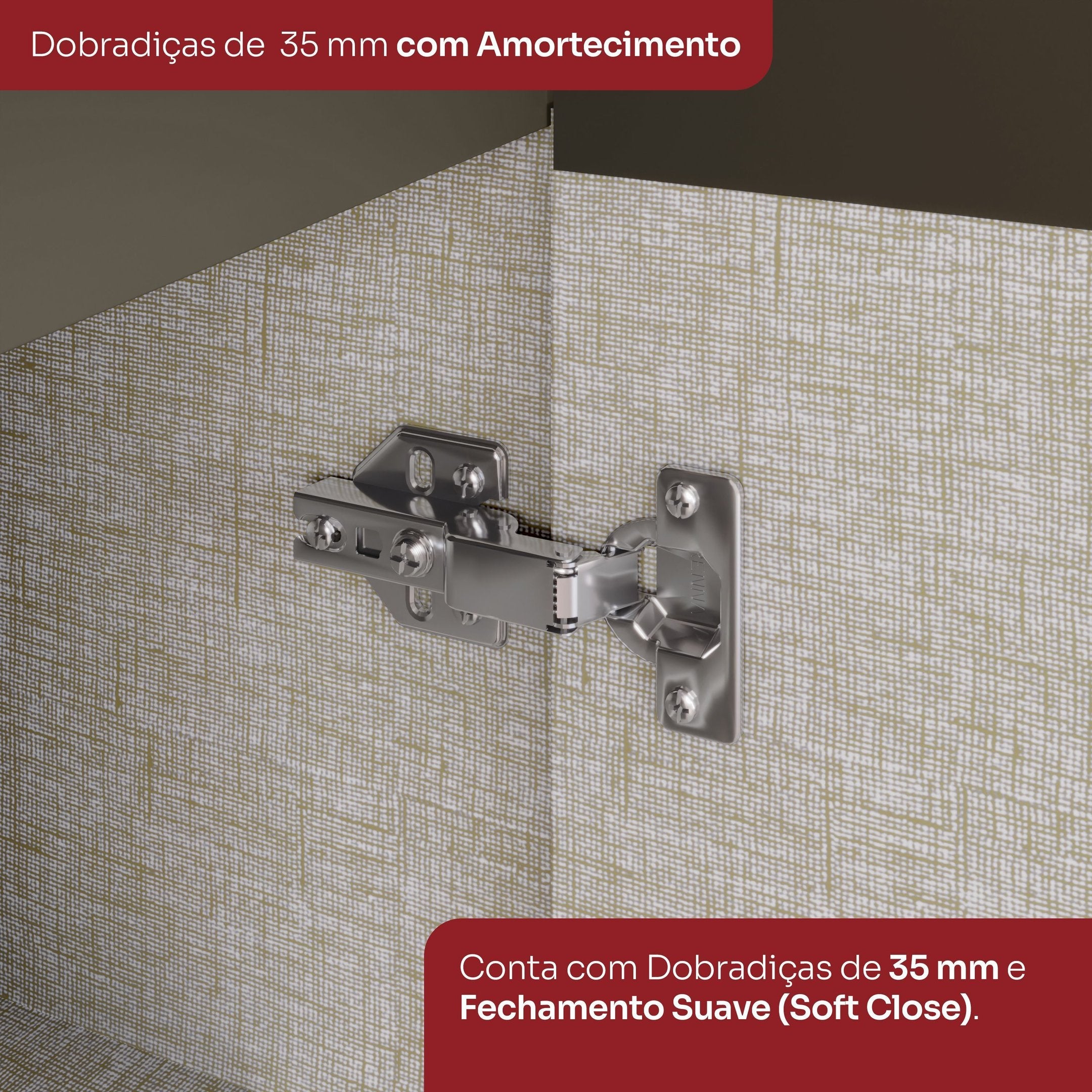 Armário Aéreo 3 Portas com Vidro Connect Henn Cinza 120cm