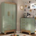 Quarto Infantil Completo Guarda-Roupa 3 Portas 2 Gavetas com Cômoda Selene Espresso Móveis
