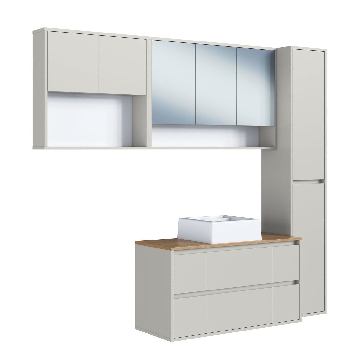 Conjunto para Banheiro Art in Móveis Berlin Modulado 176cm 4 Peças Cuba e Gabinete Suspenso Arenas