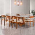 Conjunto de Mesa de Jantar Retangular Madeira Maciça com Vidro e 8 Cadeiras Genova Monaco Yescasa