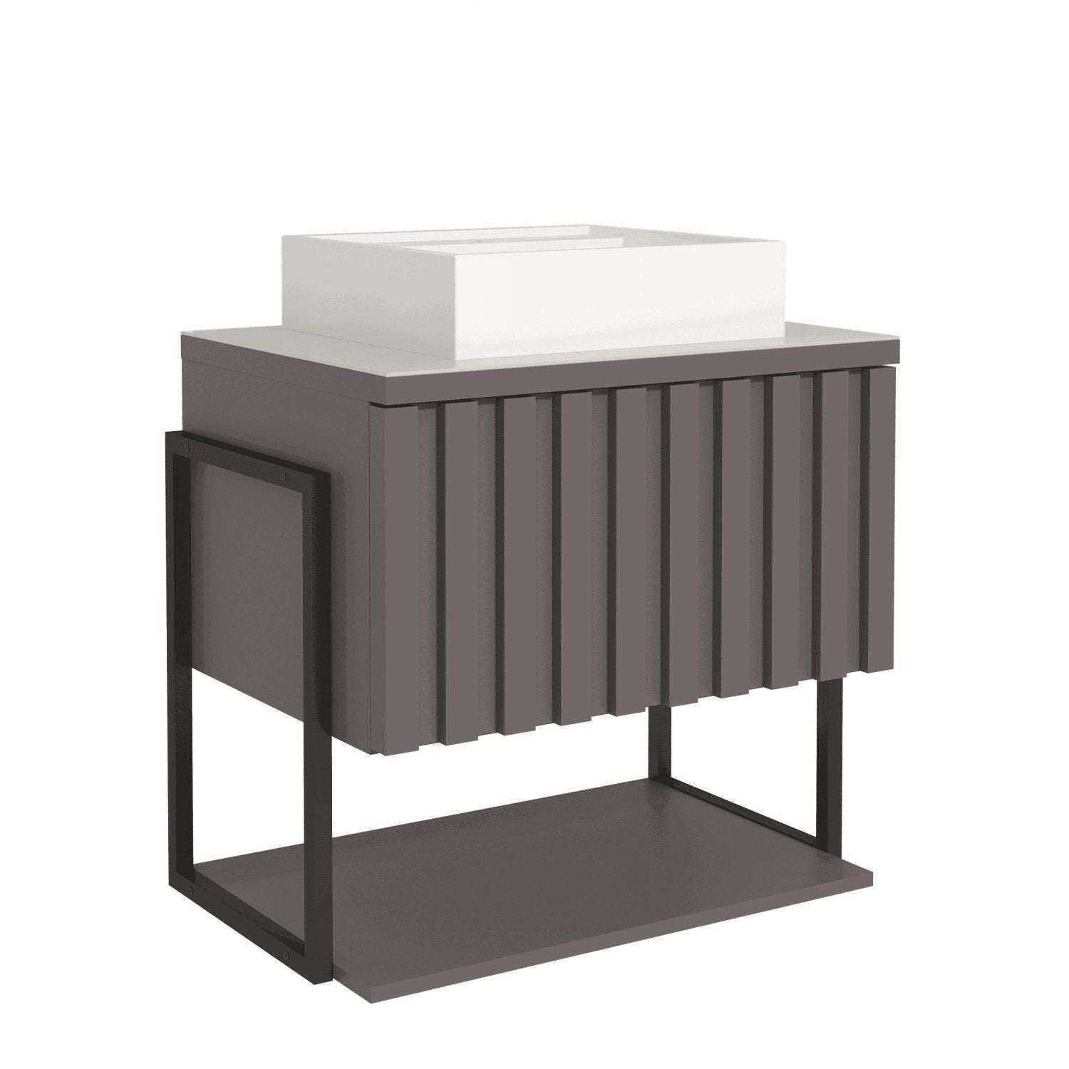 Gabinete Suspenso para Banheiro com Cuba 65cm Titanium Helsing MGM Móveis Preto