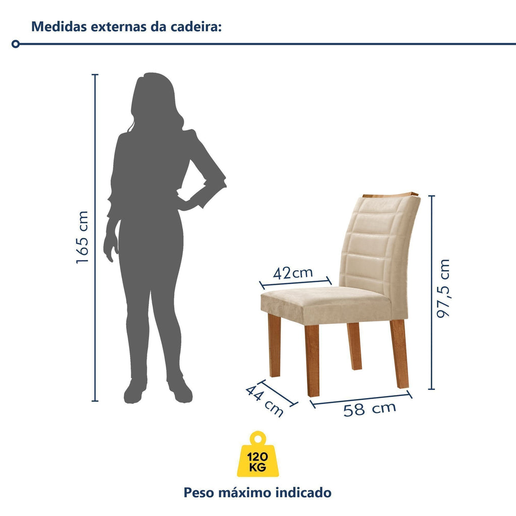 Conjunto Sala de Jantar Mesa Retangular Tampo Vidro/MDF com 8 Cadeiras Genova Smart Plus Cel Móveis