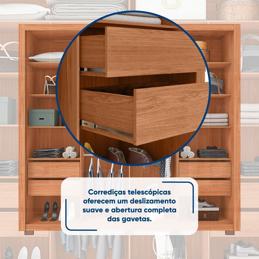 Guarda-Roupa Casal 2 Portas de Correr Ripado com Espelho Suburban Espresso Móveis MDF Freijó/Off White
