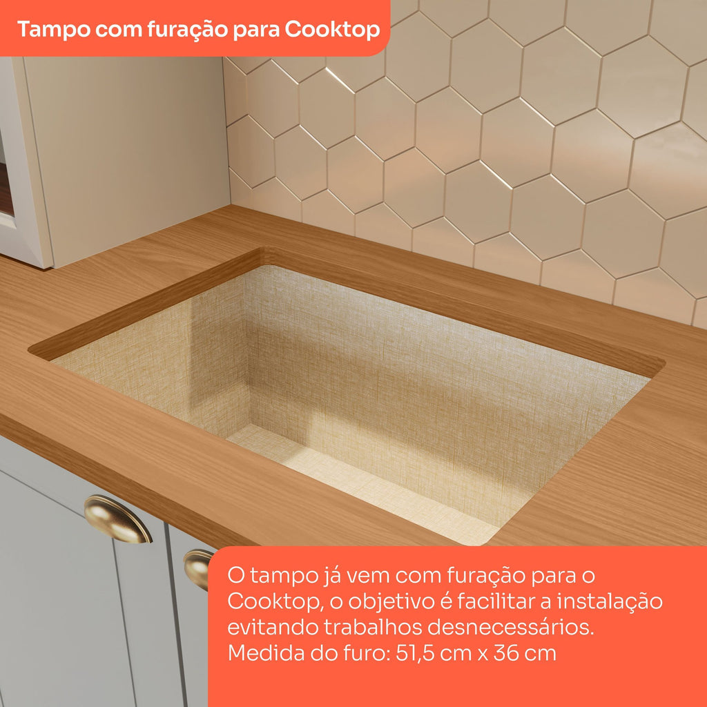 Cozinha Completa Modulada 9 Portas 5 Gavetas Emily Cinza/Nature Espresso Móveis