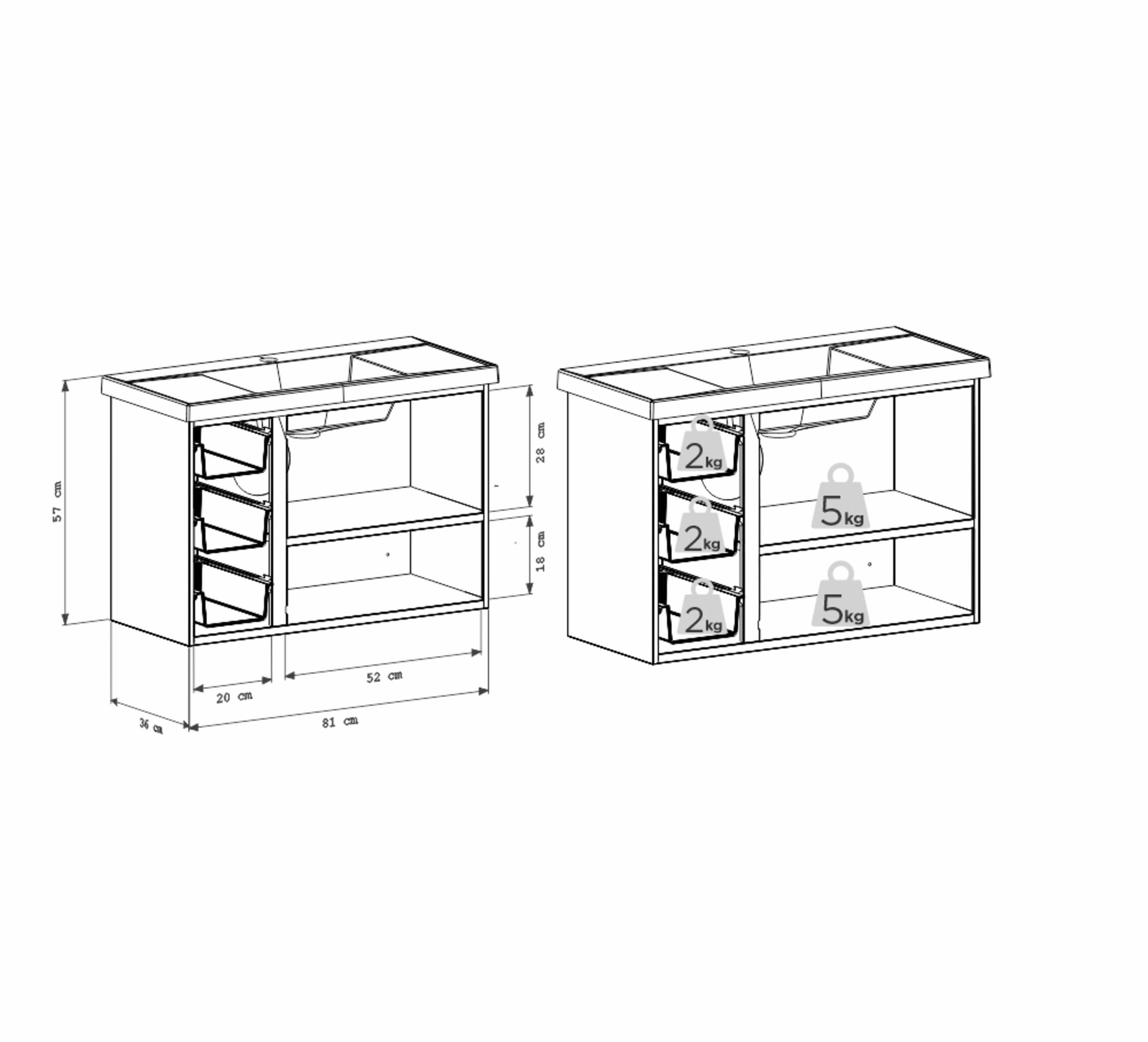 Gabinete para Banheiro em Aço Cozimax Damasco 3 Gavetas 81cm Branco