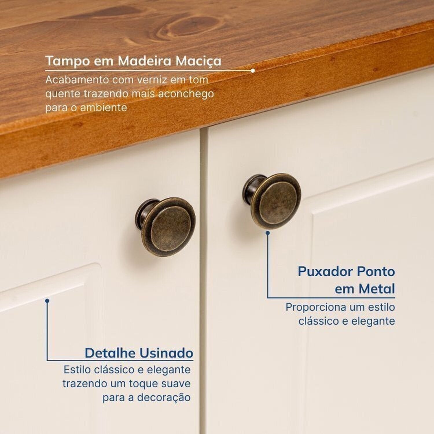Conjunto Sala de Estar 2 Peças com Rack 2,10 e Armário 2 Portas Ananda CabeCasa MadeiraOriginals Branco Off White/Mel