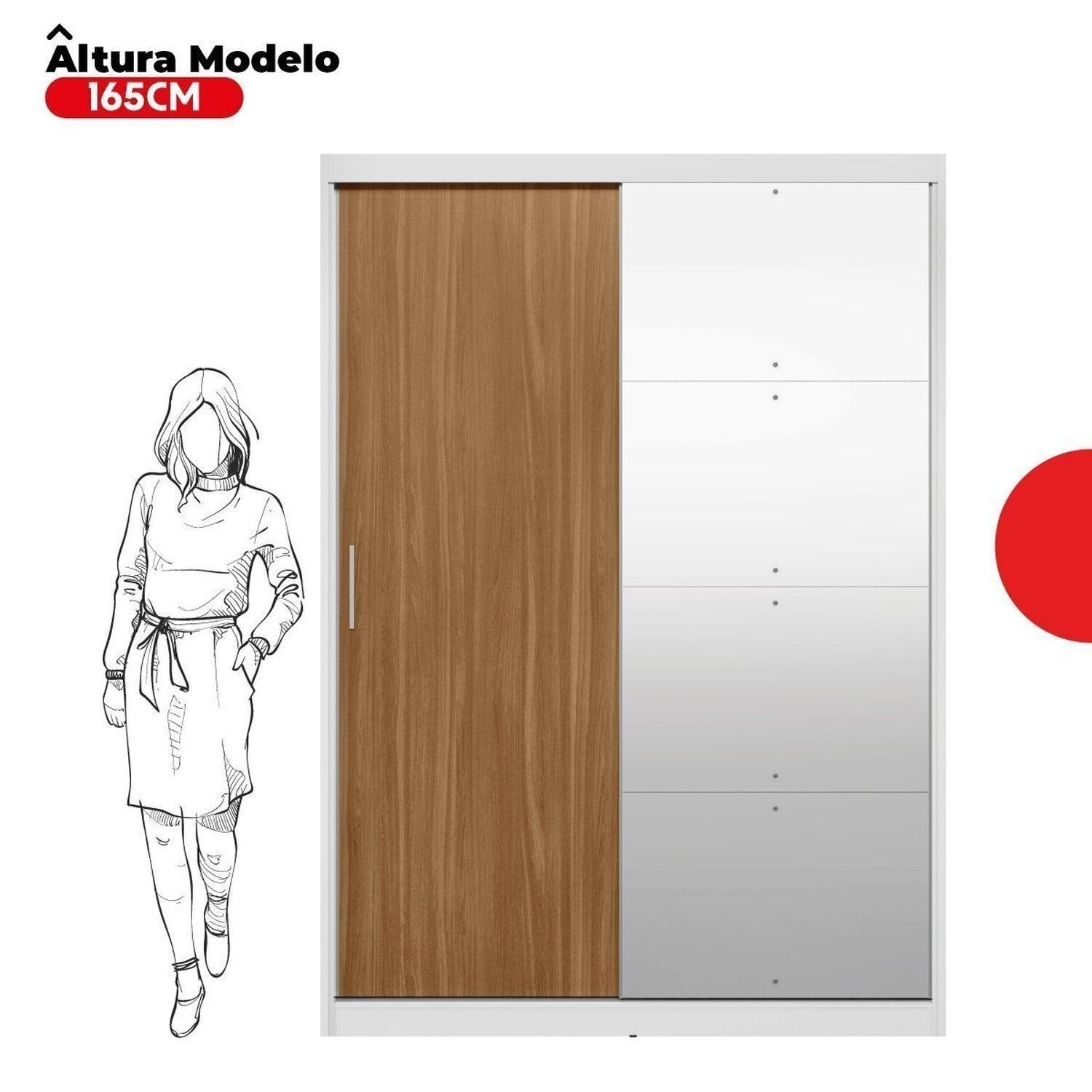 Guarda-Roupa Casal 2 Portas de Correr 4 Gavetas London Demóbile 100% MDF Branco/Amêndola
