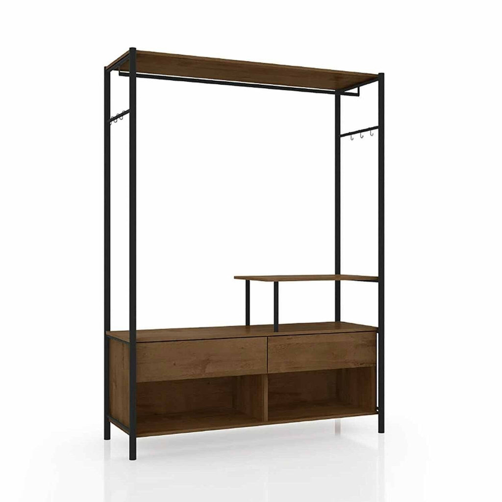 Guarda-Roupa Closet Industrial para Casal de Ferro 2 Gavetas 5 Prateleiras Barcelona Artefamol Marrom/Preto