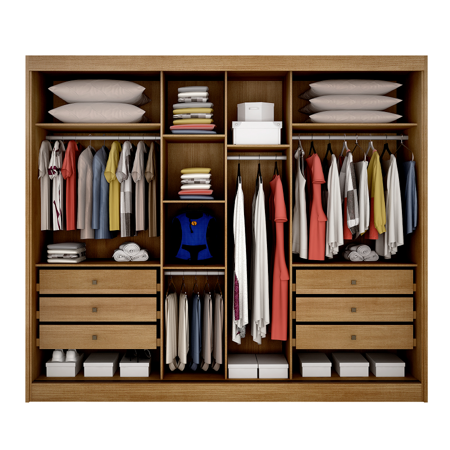 Guarda-Roupa Casal 3 Portas 6 Gavetas Soberano Novo Horizonte 100% MDF Marrom/Cumaru Fendi