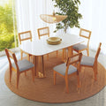 Conjunto Sala de Jantar Mesa Oval Tampo MDF com 6 Cadeiras Estofadas Bolonha Dalla Costa Off White/Freijó