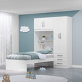 Guarda-Roupa Infantil com Cama 4 Portas 3 Gavetas Lisboa Espresso Móveis Branco/Pink