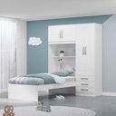 Guarda-Roupa Infantil com Cama 4 Portas 3 Gavetas Lisboa Espresso Móveis Branco/Pink