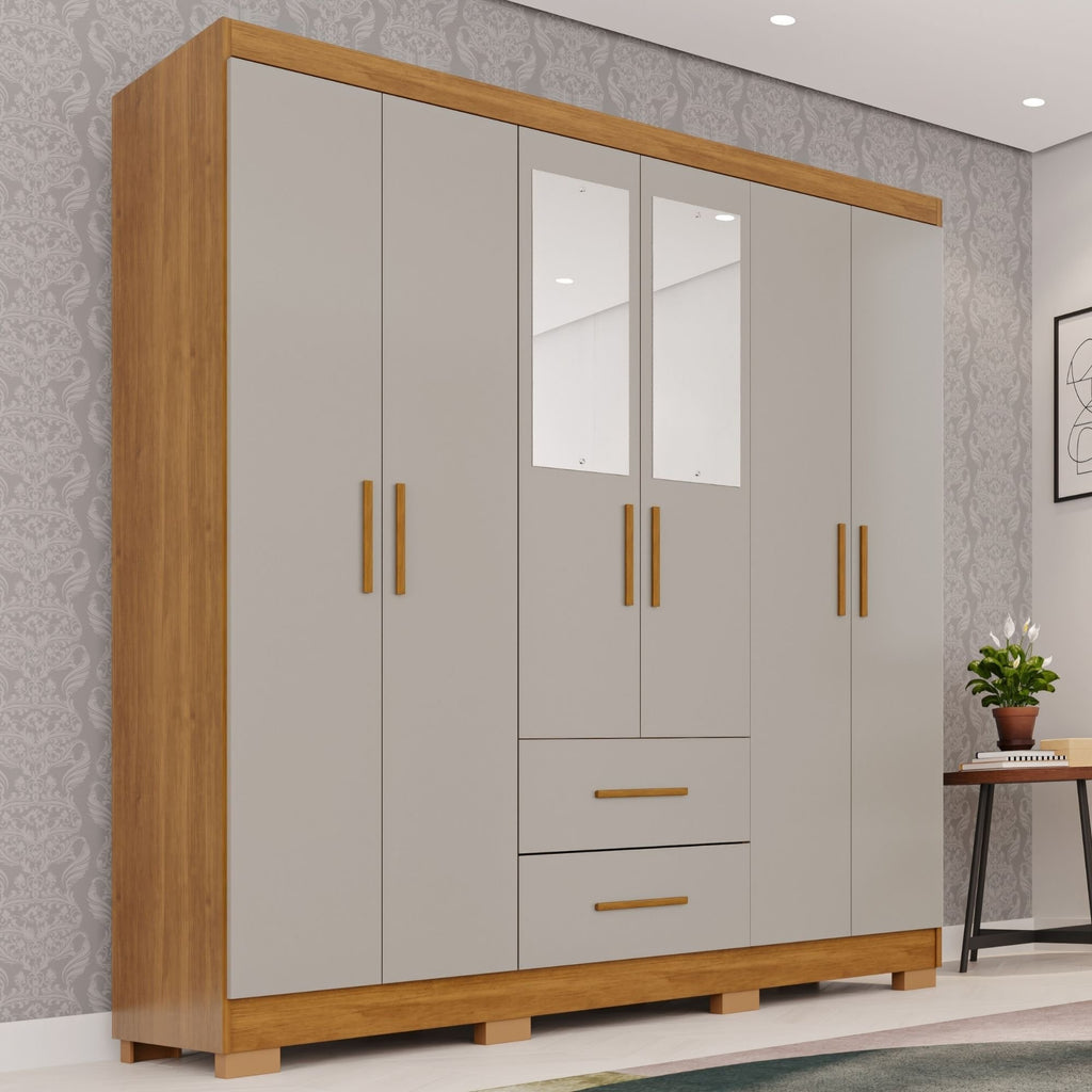 Guarda-Roupa Casal 6 Portas 2 Gavetas Estrela Premium Sallêto Móveis MDP Off White/Cinamomo