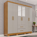 Guarda-Roupa Casal 6 Portas 2 Gavetas Estrela Premium Sallêto Móveis MDP Off White/Cinamomo