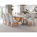 Mesa de Jantar Retangular Pipa com 8 Cadeiras Madeira Maciça Vegas Yescasa Cinza/Mel/Grafite