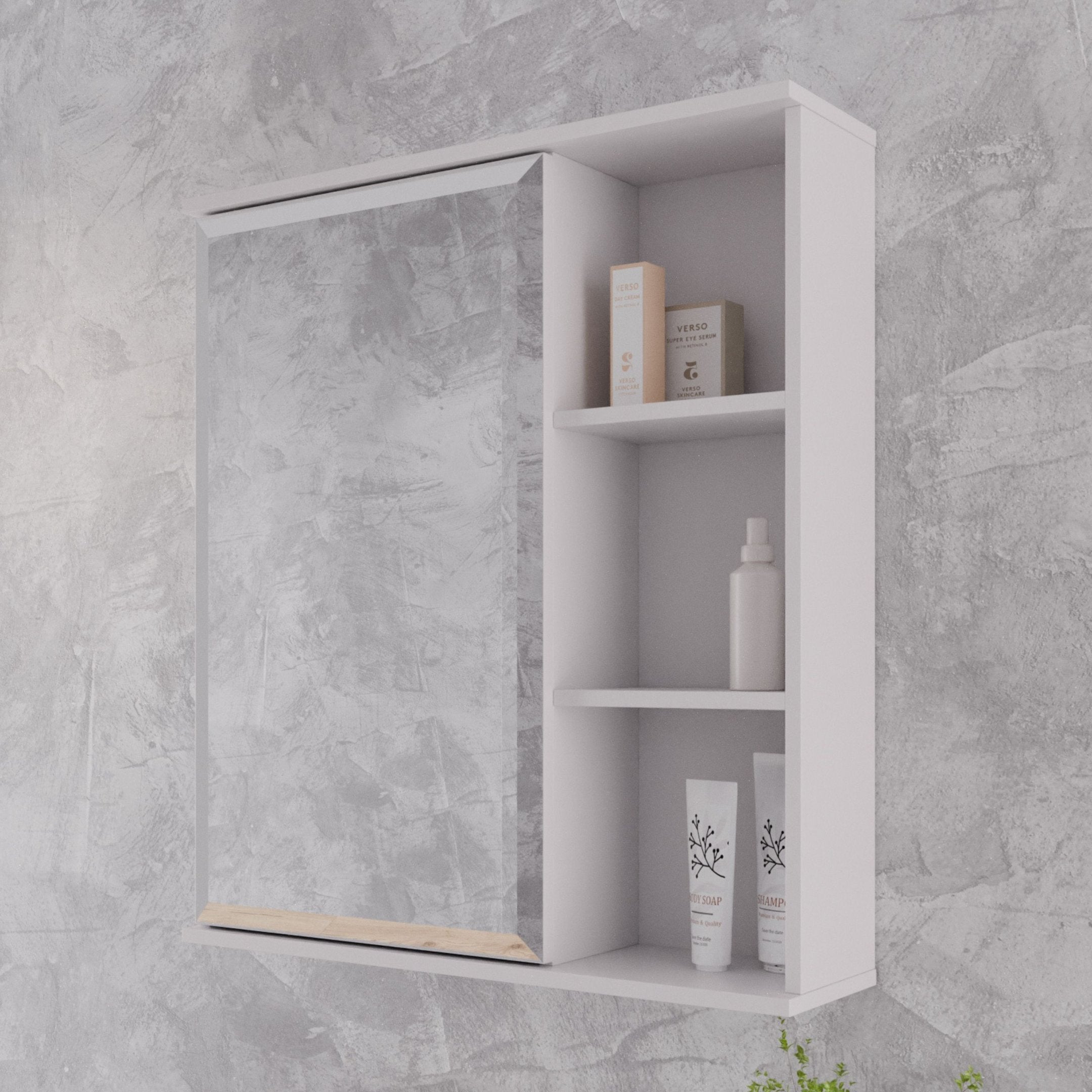 Espelheira para Banheiro MGM Móveis Treviso 1 Porta 3 Prateleiras 55,8cm Branco