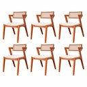 Kit 6 Cadeiras de Jantar Verona Madeira Maciça Rattan Natural Estofada Espresso Móveis