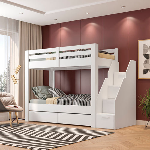 Beliche Solteiro Adulto com 2 Gavetões e 4 Nichos Star Plus Casatema MadeiraOriginals Branco