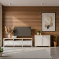 Conjunto Sala Ananda Rack e Armário Multiuso Madeira Maciça Off White/Mel CabeCasa MadeiraMadeira
