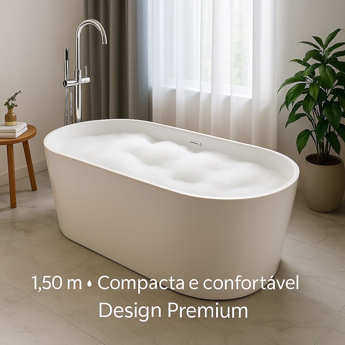 Banheira Imersão Freestanding Acrílica Premium 150cm Smart Norte