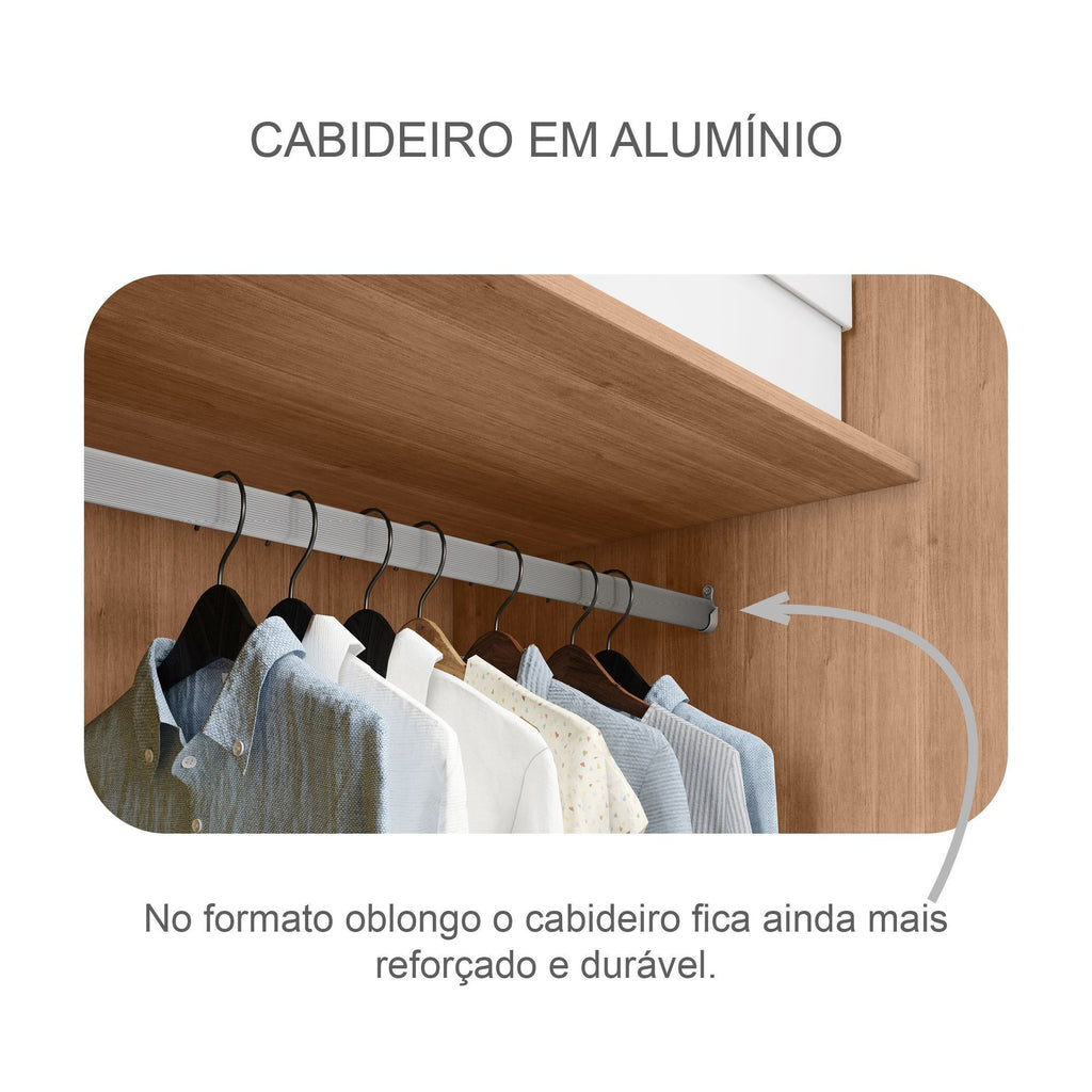 Guarda-Roupa Casal 3 Portas de Correr 6 Gavetas Vegas Novo Horizonte 100% MDF Cumaru Fendi