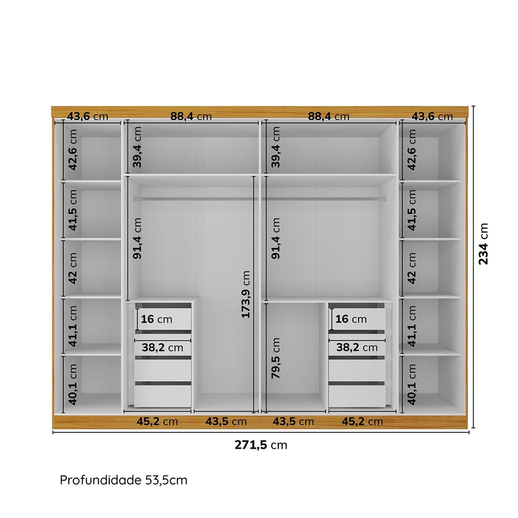 Guarda-Roupa Casal 6 Portas Carnaúba CabeCasa MadeiraOriginals 100% MDF Marrom/Off White