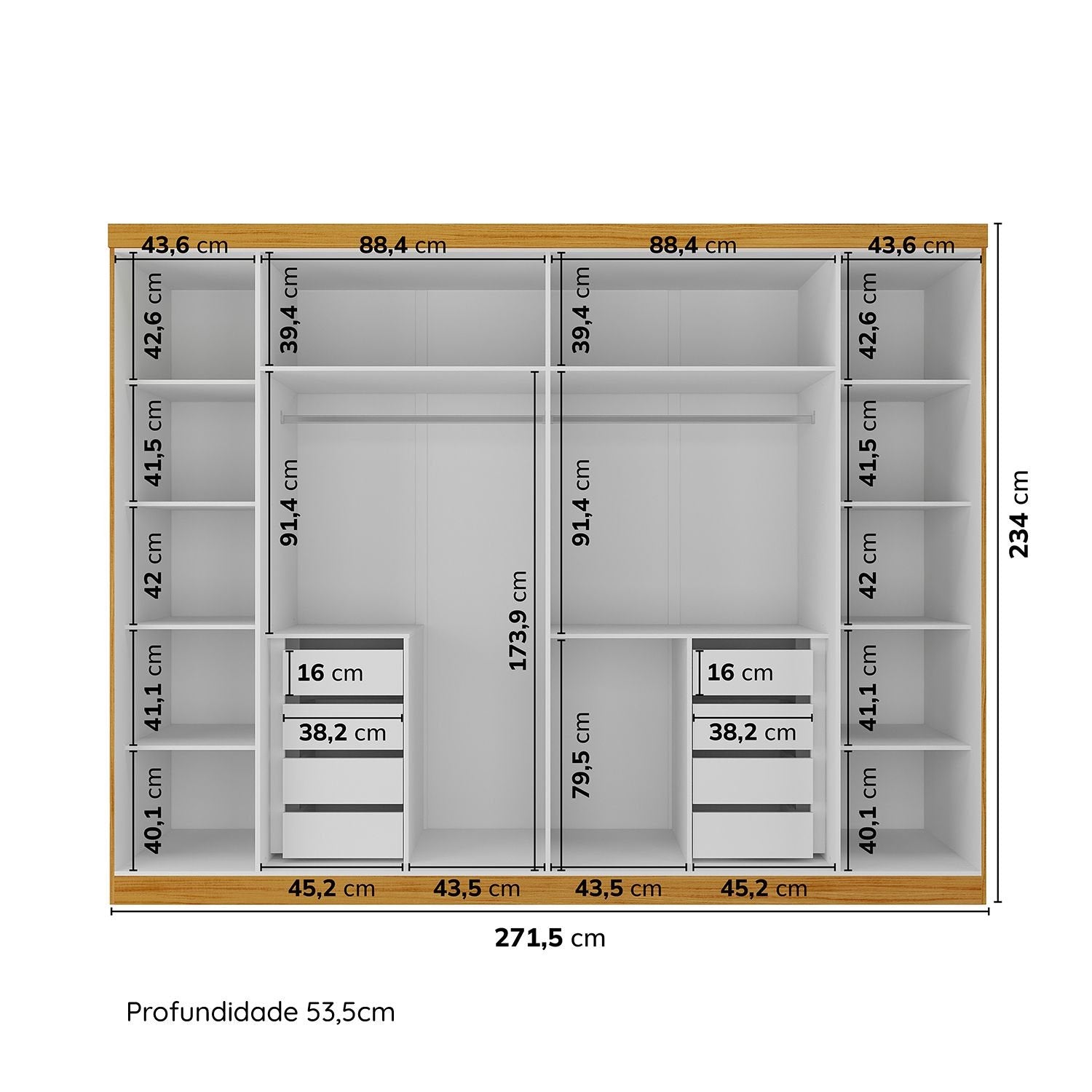 Guarda-Roupa Casal 6 Portas Carnaúba CabeCasa MadeiraOriginals 100% MDF Marrom/Off White