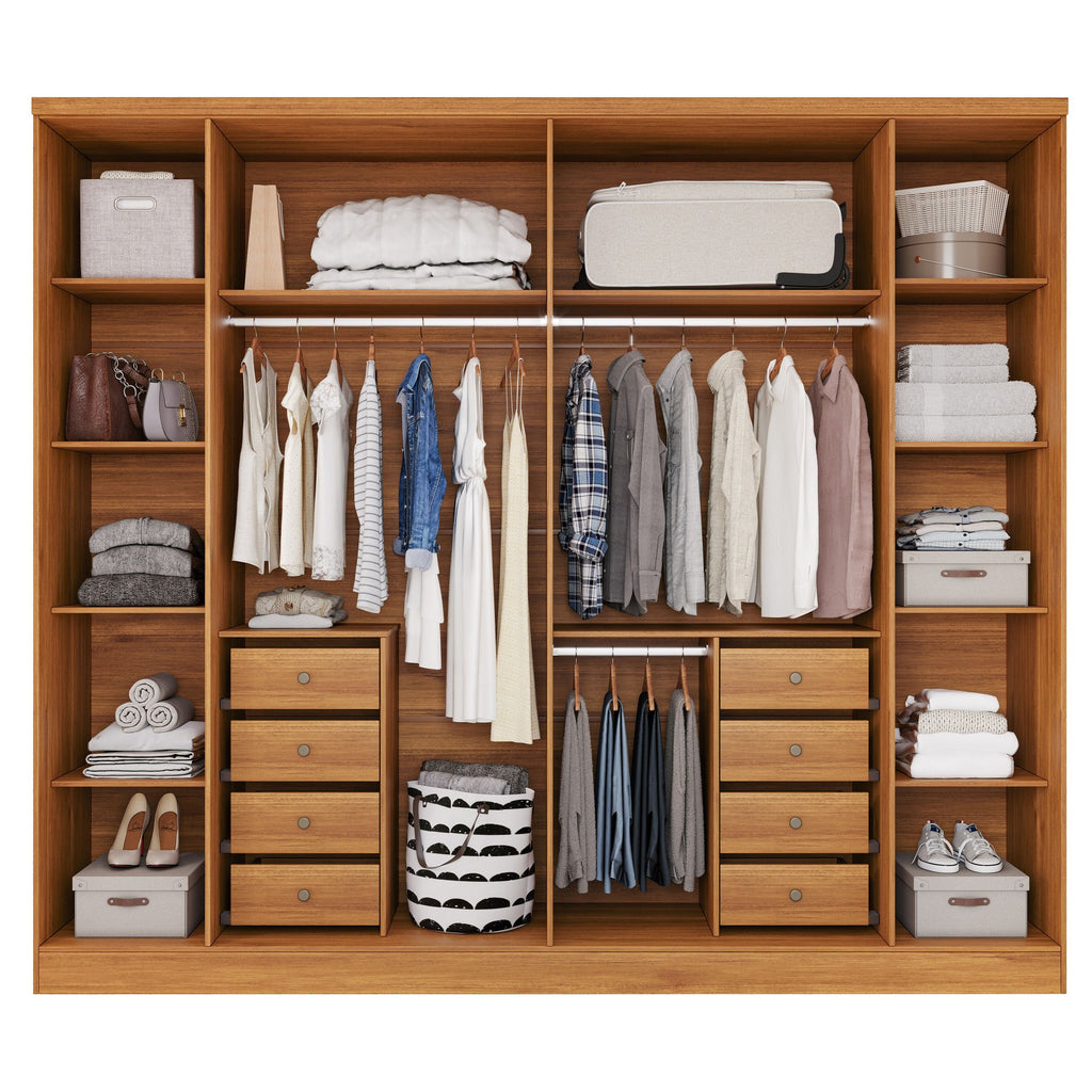 Guarda-Roupa Casal 6 Portas 8 Gavetas Portugal Yescasa 100% MDP/MDF Marrom/Cinamomo/Off White