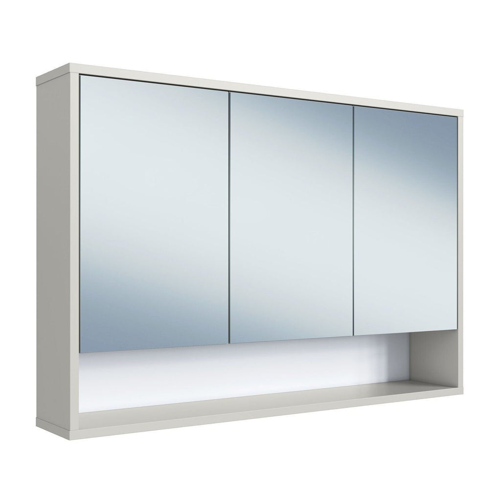 Armário Espelheira para Banheiro Bari Art in Móveis 3 Portas com Nicho 90cm Bege/Arenas