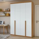 Guarda-Roupa Solteiro 4 Portas 2 Gavetas Alonzo Móveis Lopas 100% MDF Marrom Amêndoa Clean/Branco