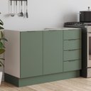 Balcão Pia 120cm sem Tampo com Rodapé Puxador 150mm Ipanema CabeCasa MadeiraOriginals Branco/Fendi Trama