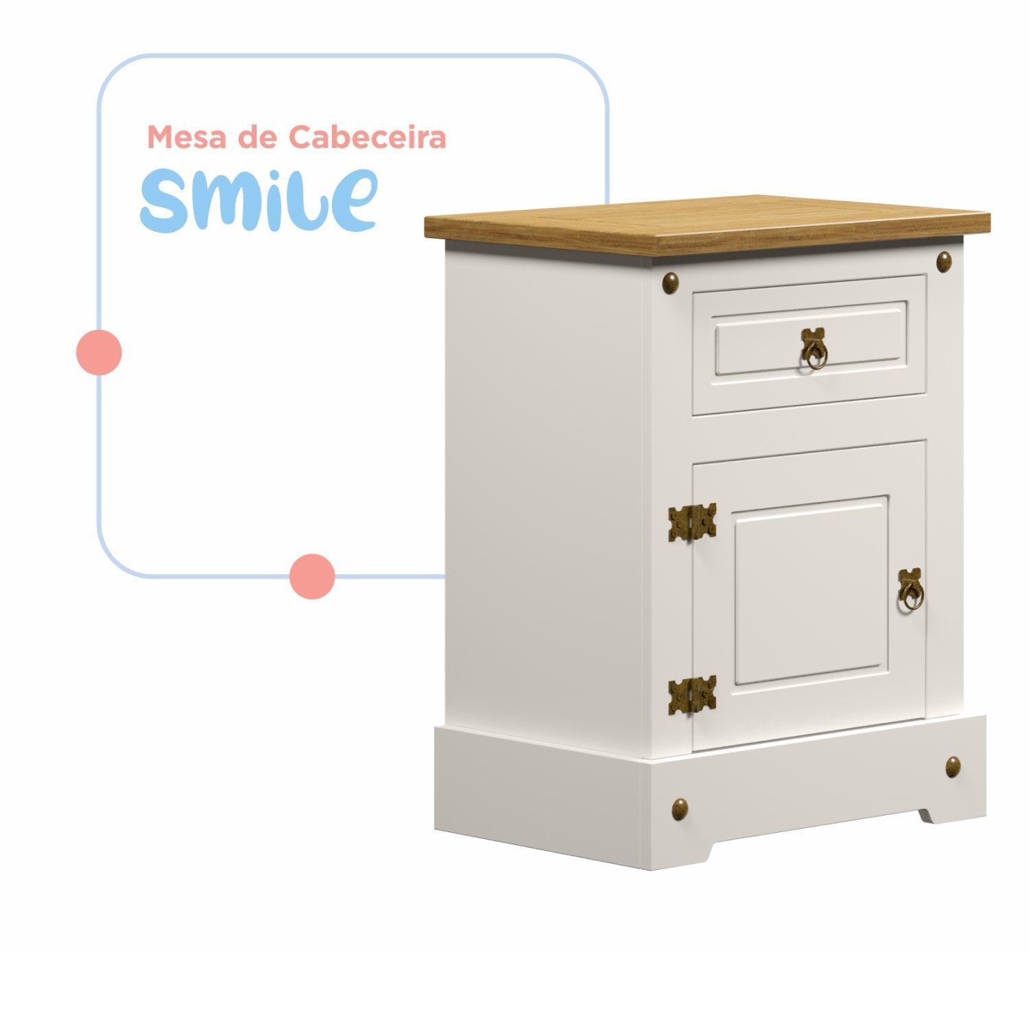 Quarto Infantil Completo Guarda-Roupa Mesa de Cabeceira Cabeceira Solteiro Escrivaninha Smile Serpil Baby Bege/Creme/Carvalho