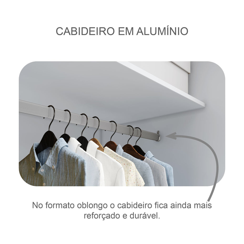 Guarda-Roupa Solteiro 2 Portas 3 Gavetas Toronto Novo Horizonte 100% MDF Branco