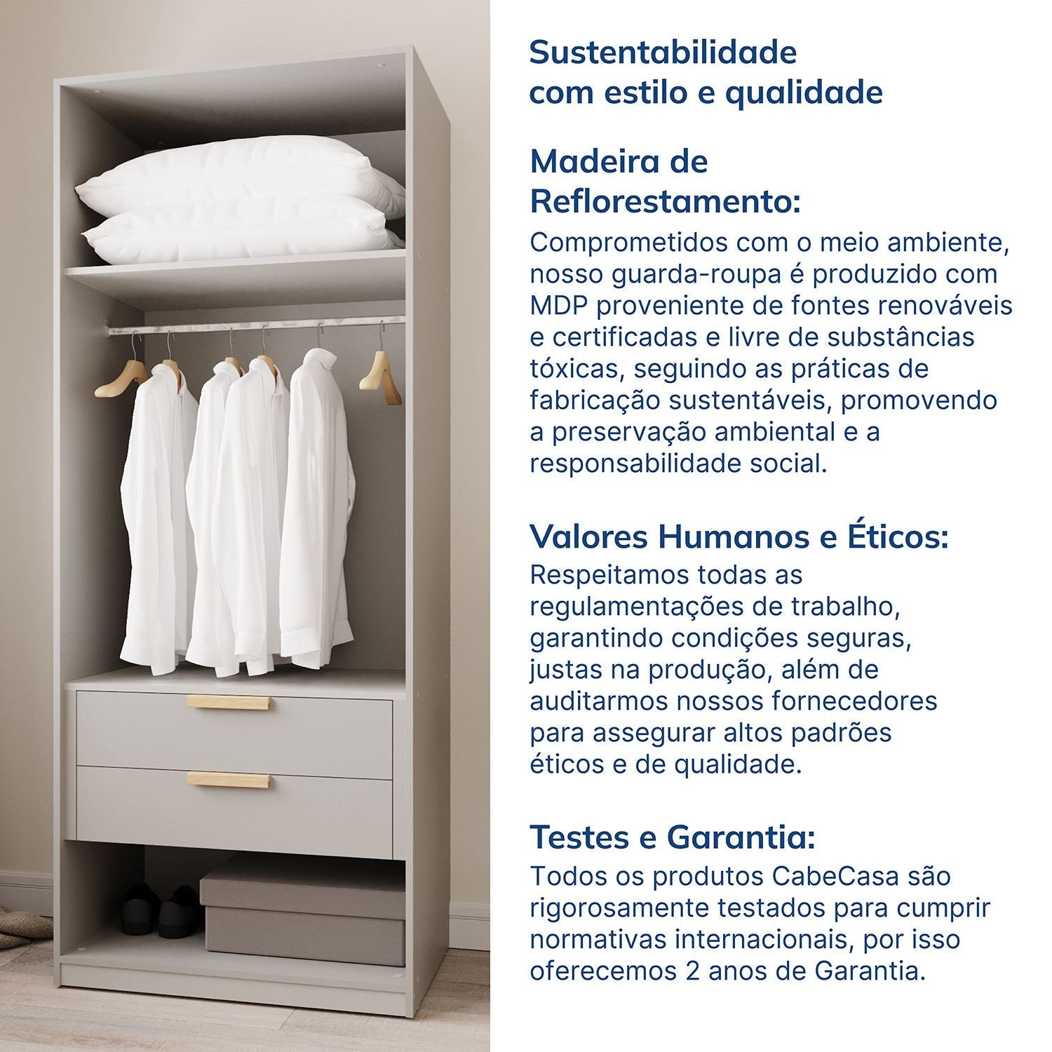 Guarda-Roupa Modulado de Canto 3 Peças 6 Portas Jade CabeCasa MadeiraOriginals